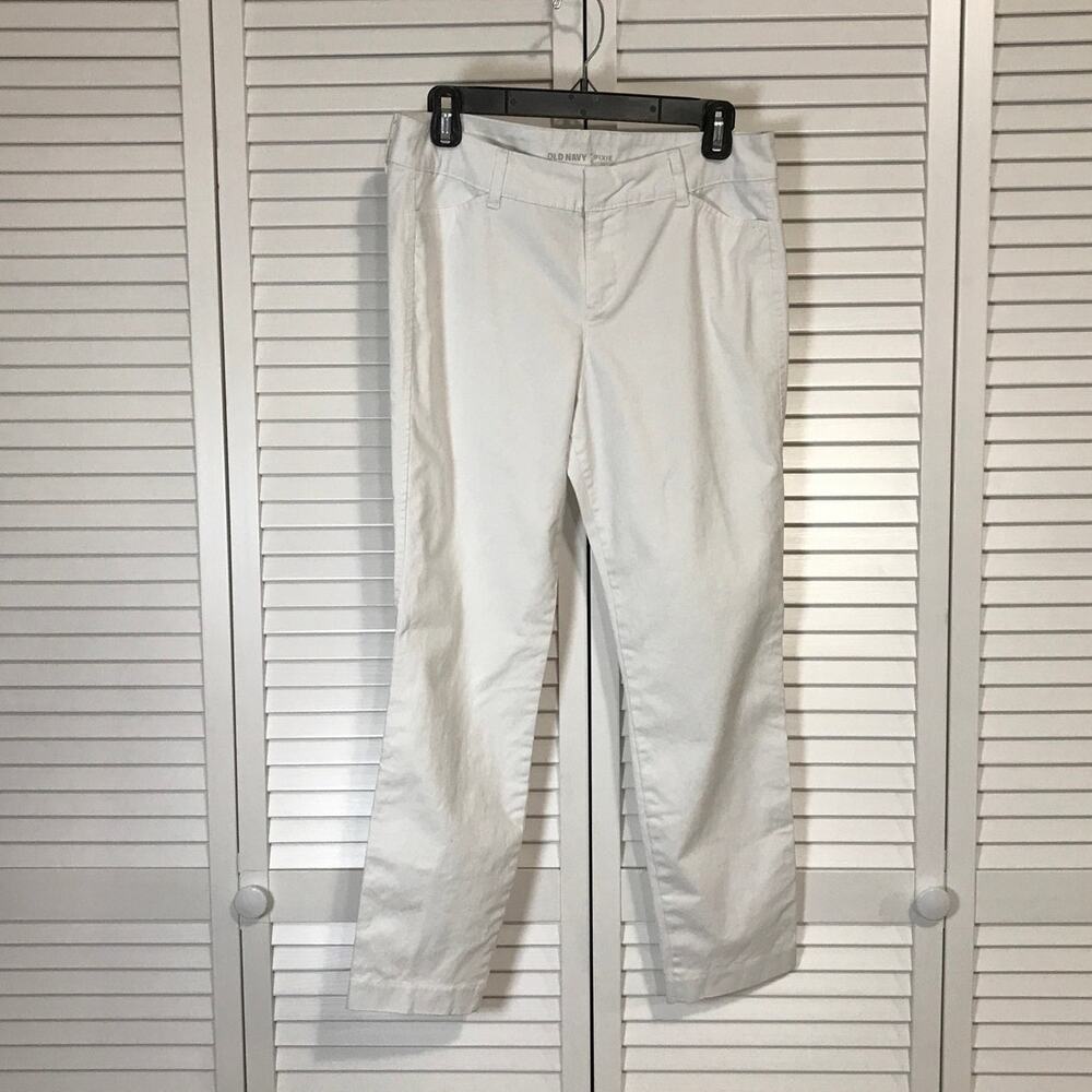 Old Navy Pixie White High Waisted Straight Leg Petite Ankle Pants 6